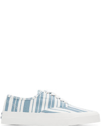 weiße und blaue Segeltuch niedrige Sneakers von MAISON KITSUNÉ