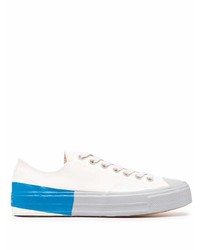 weiße und blaue Segeltuch niedrige Sneakers von MSGM