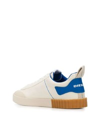 weiße und blaue Segeltuch niedrige Sneakers von Diesel