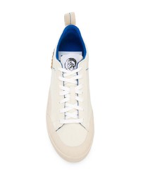 weiße und blaue Segeltuch niedrige Sneakers von Diesel