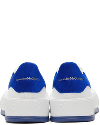 weiße und blaue Segeltuch niedrige Sneakers von Alexander McQueen