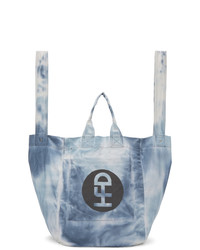 weiße und blaue Shopper Tasche aus Jeans