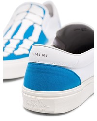 weiße und blaue Slip-On Sneakers aus Segeltuch von Amiri