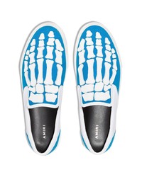 weiße und blaue Slip-On Sneakers aus Segeltuch von Amiri