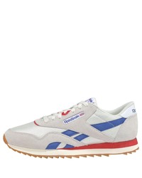 weiße und blaue Sportschuhe von Reebok