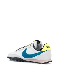 weiße und blaue Sportschuhe von Nike