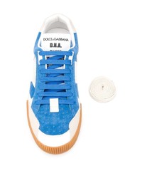 weiße und blaue Wildleder niedrige Sneakers von Dolce & Gabbana