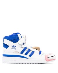 weiße und dunkelblaue hohe Sneakers aus Leder von adidas