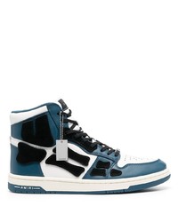 weiße und dunkelblaue hohe Sneakers aus Leder von Amiri