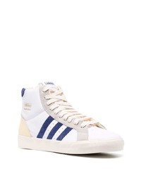 weiße und dunkelblaue hohe Sneakers aus Leder von adidas