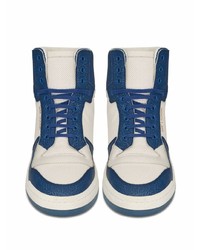 weiße und dunkelblaue hohe Sneakers aus Leder von Saint Laurent