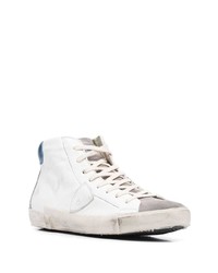 weiße und dunkelblaue hohe Sneakers aus Leder von Philippe Model Paris