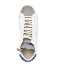 weiße und dunkelblaue hohe Sneakers aus Leder von Philippe Model Paris