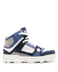 weiße und dunkelblaue hohe Sneakers aus Leder von DSQUARED2
