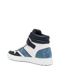 weiße und dunkelblaue hohe Sneakers aus Leder von Salvatore Ferragamo