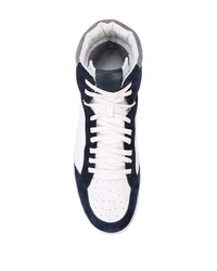weiße und dunkelblaue hohe Sneakers aus Leder von Eleventy