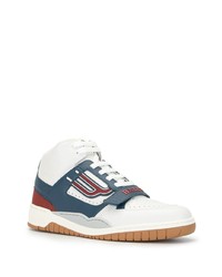 weiße und dunkelblaue hohe Sneakers aus Leder von Bally