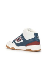 weiße und dunkelblaue hohe Sneakers aus Leder von Bally