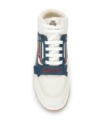 weiße und dunkelblaue hohe Sneakers aus Leder von Bally