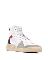 weiße und dunkelblaue hohe Sneakers aus Leder von Saint Laurent