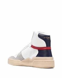 weiße und dunkelblaue hohe Sneakers aus Leder von Saint Laurent