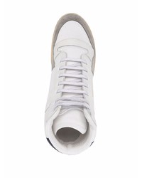 weiße und dunkelblaue hohe Sneakers aus Leder von Saint Laurent