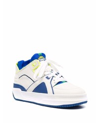 weiße und dunkelblaue hohe Sneakers aus Leder von Just Don