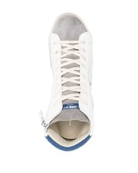 weiße und dunkelblaue hohe Sneakers aus Leder von Philippe Model Paris