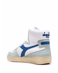 weiße und dunkelblaue hohe Sneakers aus Leder von Diadora