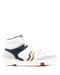 weiße und dunkelblaue hohe Sneakers aus Leder von Missoni