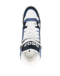 weiße und dunkelblaue hohe Sneakers aus Leder von DSQUARED2