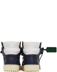 weiße und dunkelblaue hohe Sneakers aus Leder von Off-White