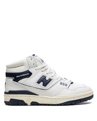 weiße und dunkelblaue hohe Sneakers aus Leder von New Balance