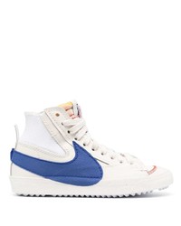 weiße und dunkelblaue hohe Sneakers aus Leder von Nike