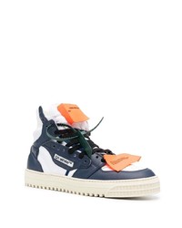 weiße und dunkelblaue hohe Sneakers aus Leder von Off-White