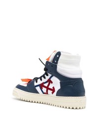 weiße und dunkelblaue hohe Sneakers aus Leder von Off-White