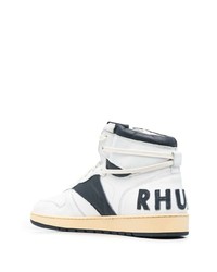 weiße und dunkelblaue hohe Sneakers aus Leder von Rhude