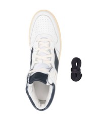 weiße und dunkelblaue hohe Sneakers aus Leder von Rhude