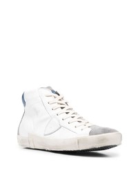 weiße und dunkelblaue hohe Sneakers aus Leder von Philippe Model Paris