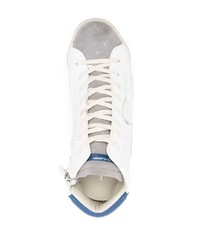 weiße und dunkelblaue hohe Sneakers aus Leder von Philippe Model Paris