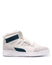 weiße und dunkelblaue hohe Sneakers aus Leder von Puma