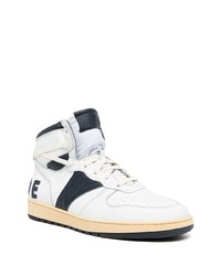 weiße und dunkelblaue hohe Sneakers aus Leder von Rhude