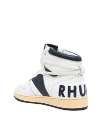 weiße und dunkelblaue hohe Sneakers aus Leder von Rhude