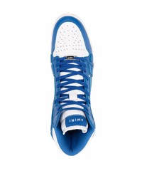 weiße und dunkelblaue hohe Sneakers aus Leder von Amiri