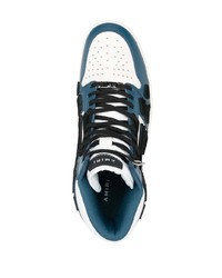 weiße und dunkelblaue hohe Sneakers aus Leder von Amiri