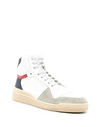 weiße und dunkelblaue hohe Sneakers aus Leder von Saint Laurent