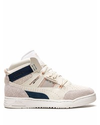 weiße und dunkelblaue hohe Sneakers aus Leder von Puma