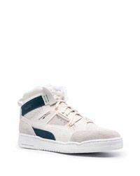 weiße und dunkelblaue hohe Sneakers aus Leder von Puma