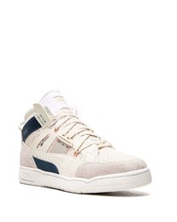 weiße und dunkelblaue hohe Sneakers aus Leder von Puma