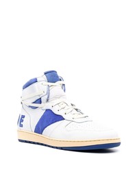 weiße und dunkelblaue hohe Sneakers aus Leder von Rhude